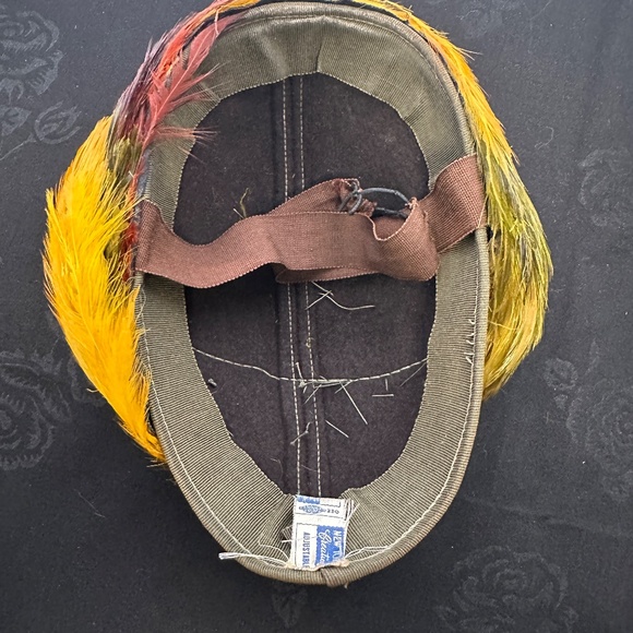 VINTAGE 1940s New York Creation Union Label Pheasant Feather Pillbox Hat - Picture 6 of 8